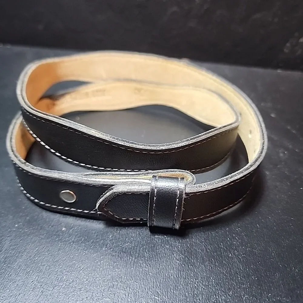 Fort Worth Leather Black Belt Women's Sz 30 Scalloped NO BUCKLE